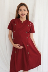 MAMA HAMIL Nesya Dress Baju Hamil menyusui Kancing Modis Katun Stretch Murah   DRO 967 14  large